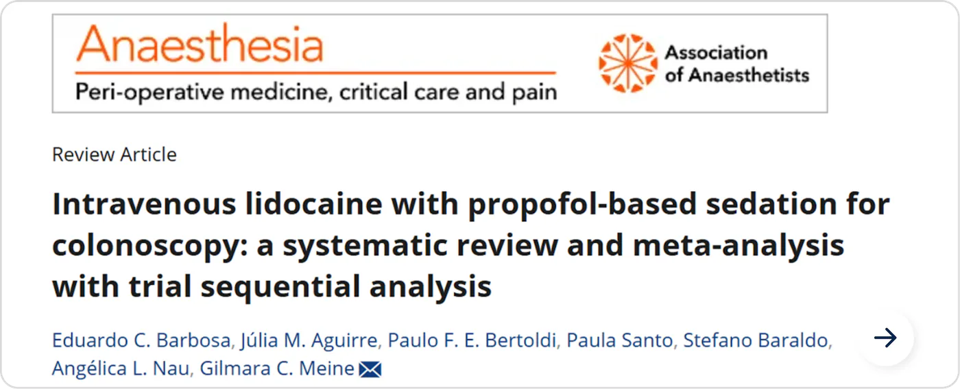 Intravenous lidocaine with propofol-based sedation for colonoscopy — Anaesthesia